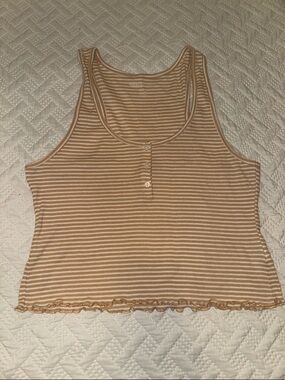 AE Striped Tank Top in Yellow and White - Women's Casual Racerback